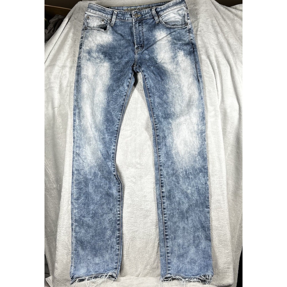 American Eagle Jeans Mens 36x36 Skinny Next Level Flex StretchDistress Acid Wash